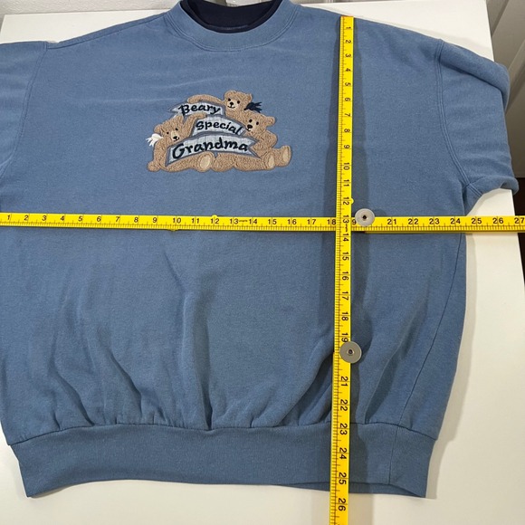 MC Sportswear Beary Special Grandma Crewneck Sweatshirt Blue XL Embroidered FLAW - Picture 5 of 8